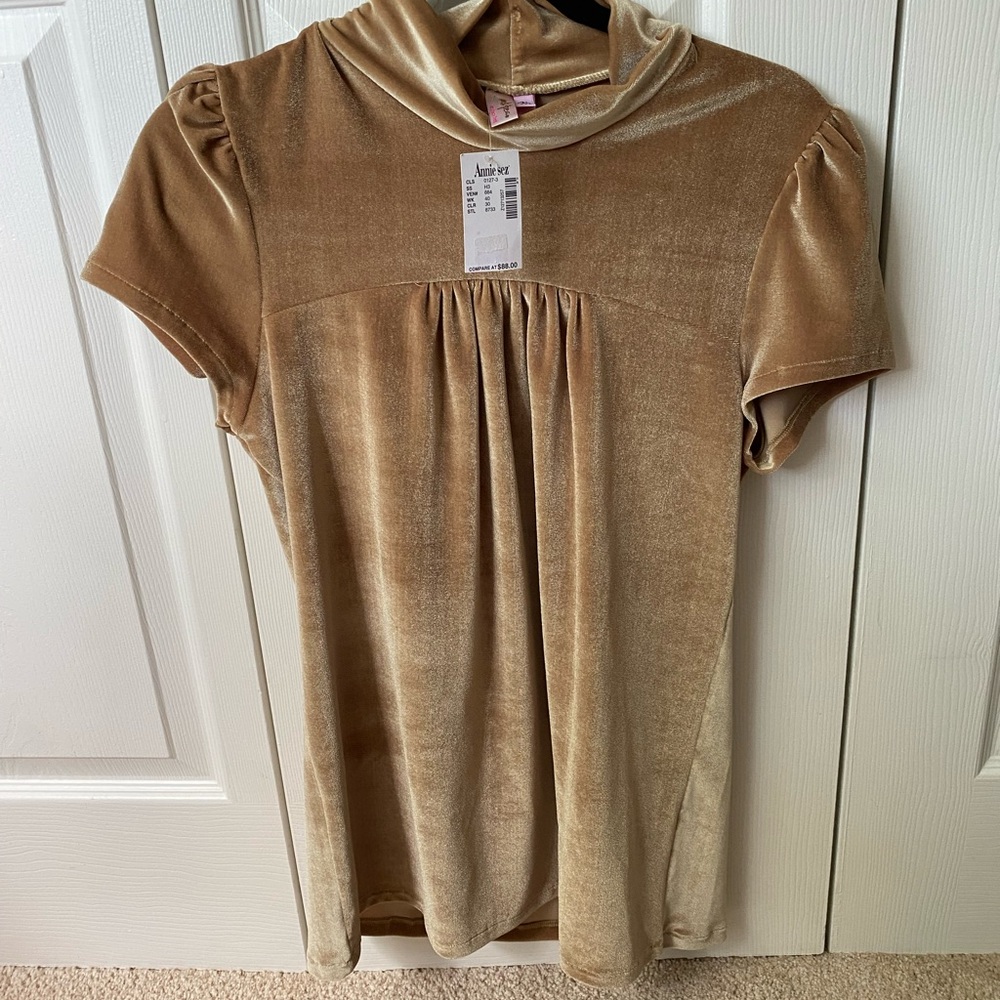 Sweet Pea Brown Pleated Tunic Blouse Size Medium NWT